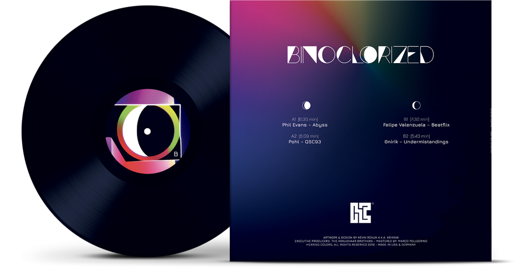 Back vinyl cover Hearing Colours HC001 BINOCLORIZED by kevin reaux krikrak